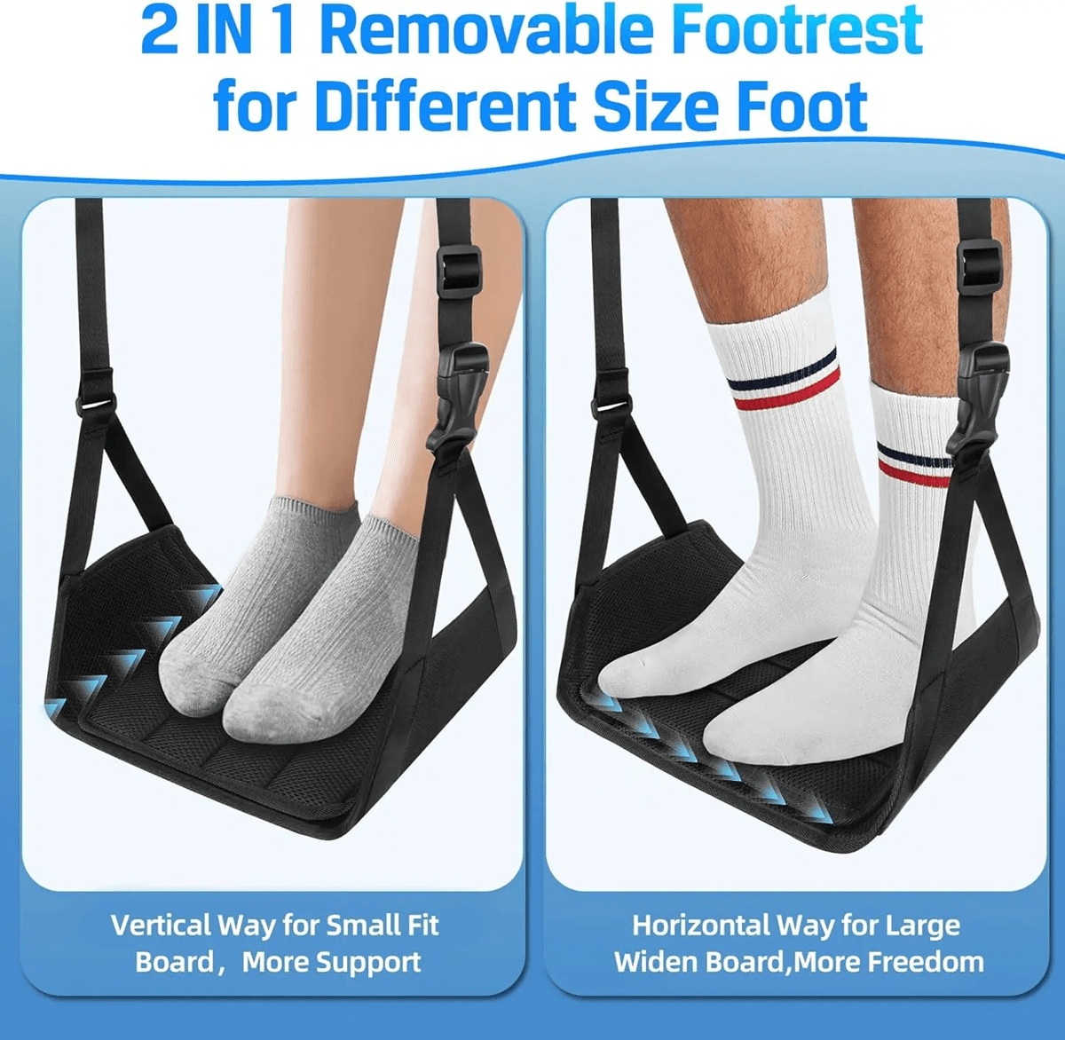 Airplane Foot Hammock with Memory Foam – Adjustable In-Flight Foot Rest for Travel Comfort