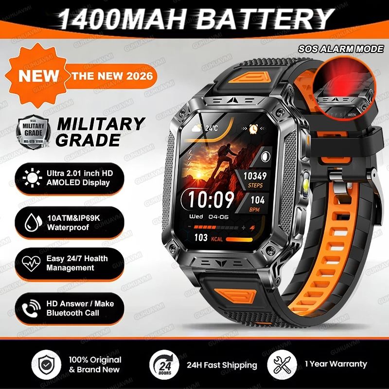 TANK Elite Military GPS Smartwatch | 1400mAh Battery & 2.01