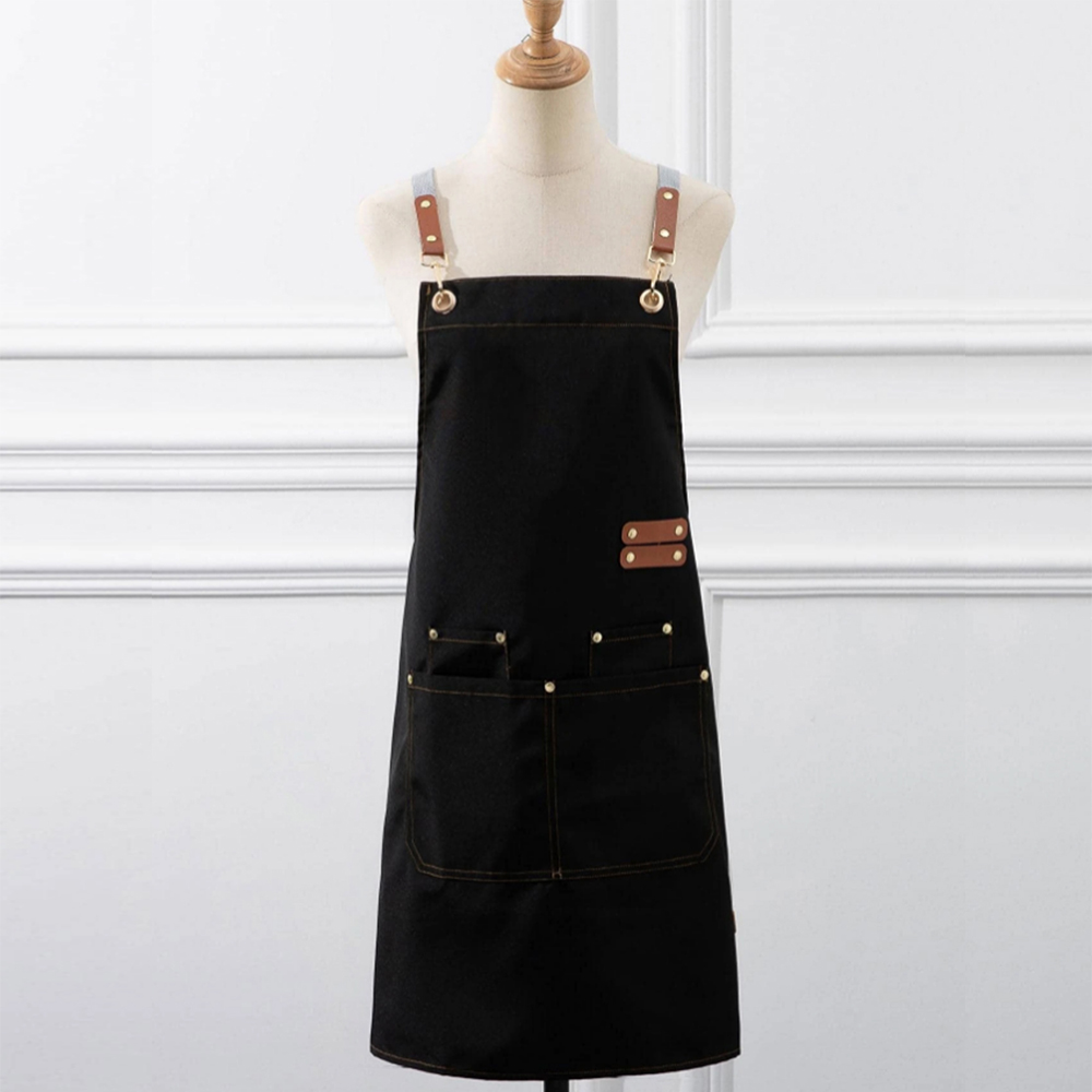 Oil-proof Waterproof Kitchen Apron, Large Pockets for Restaurant, Coffee Bar, or Waiter Work Uniform for Women and Men