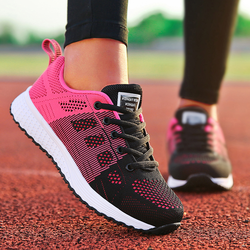 Lightweight Fashion New Womens Sneakers, Mesh Fabric Lace-Up Tenis Feminino Walking Shoes for Women