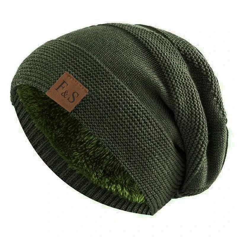 Unisex Slouchy Fur Lined Winter Beanie Hat