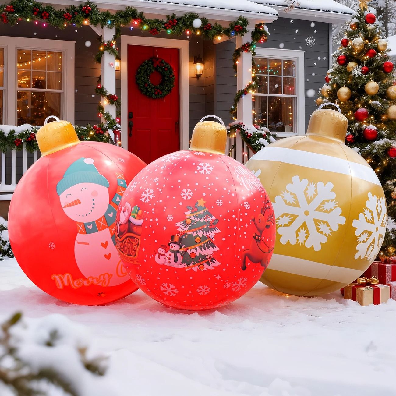 Inflatable Christmas Ornament Ball for Large Outdoor Holiday Decoration