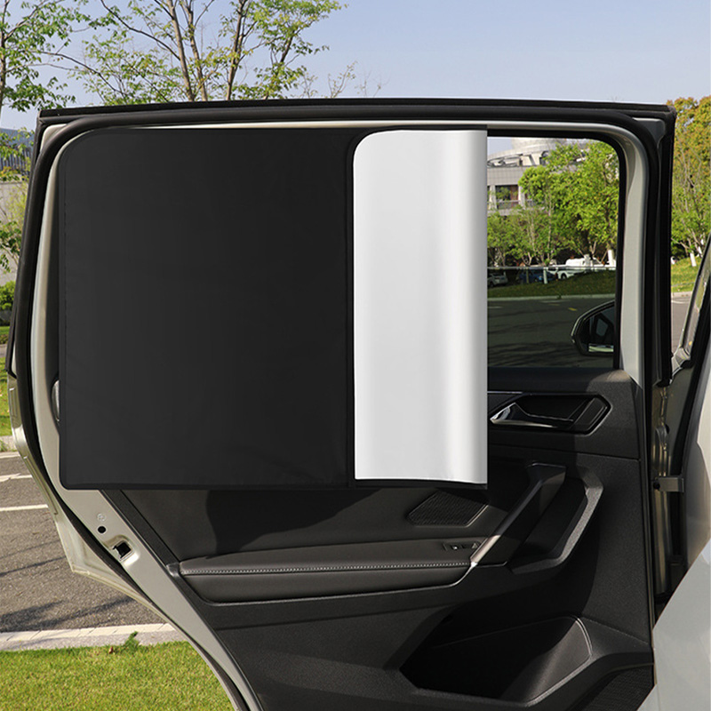 2Pcs Magnetic Car Side Window Sun Shade Curtain – UV Reflective Sun Protection for Summer
