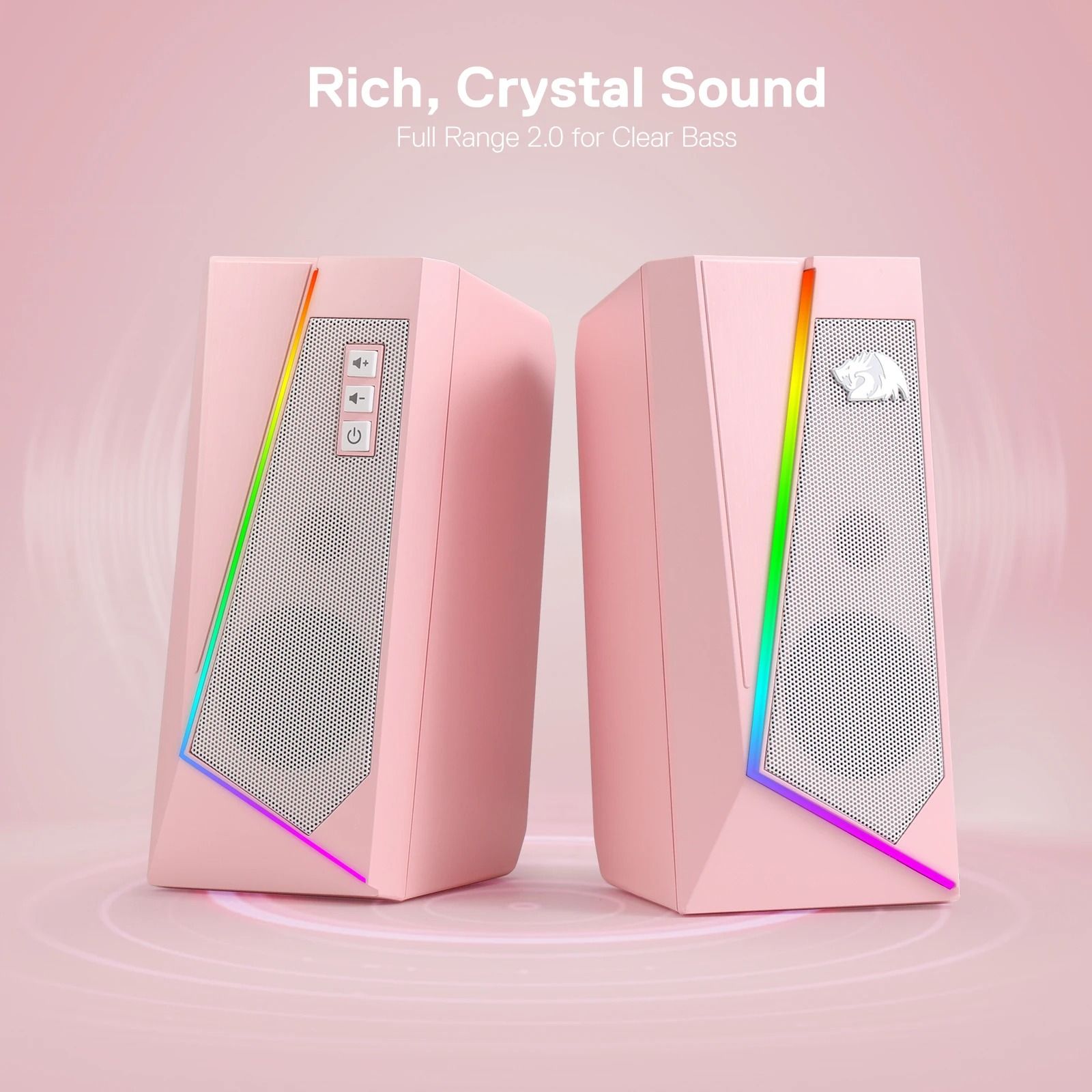 Redragon GS520 RGB Desktop Stereo Speakers with LED Lighting and Enhanced Sound