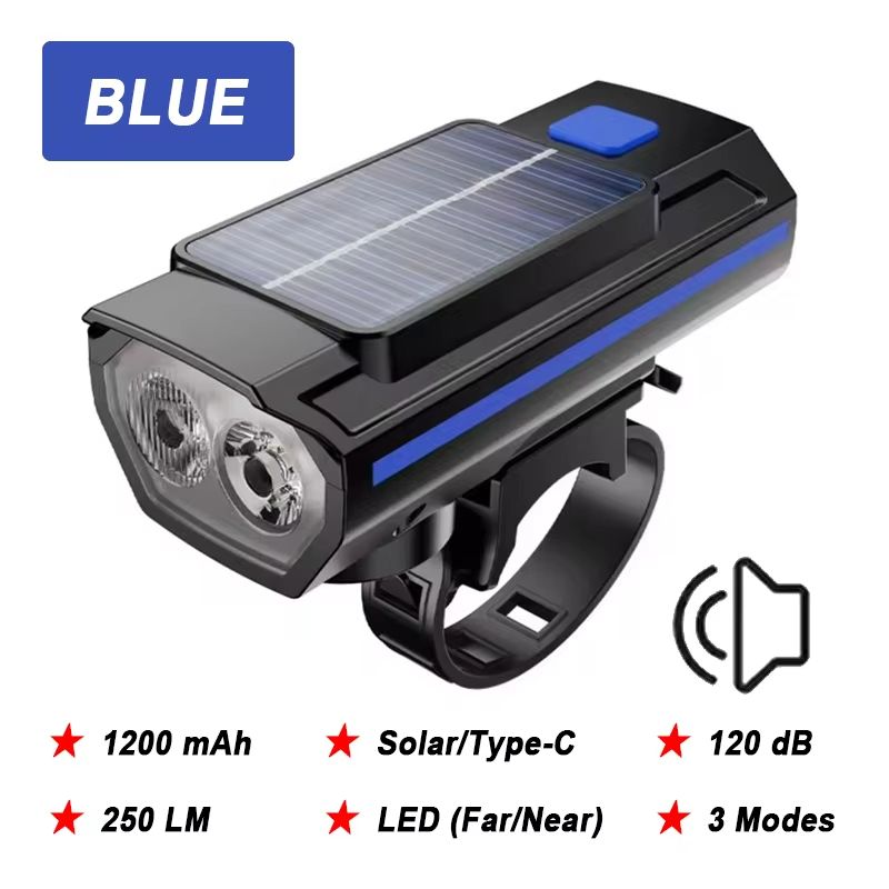 4000mAh Solar Bike Light – 2000LM Rechargeable Bicycle Front Light with Zoom Beam & COB Red Side Lamp