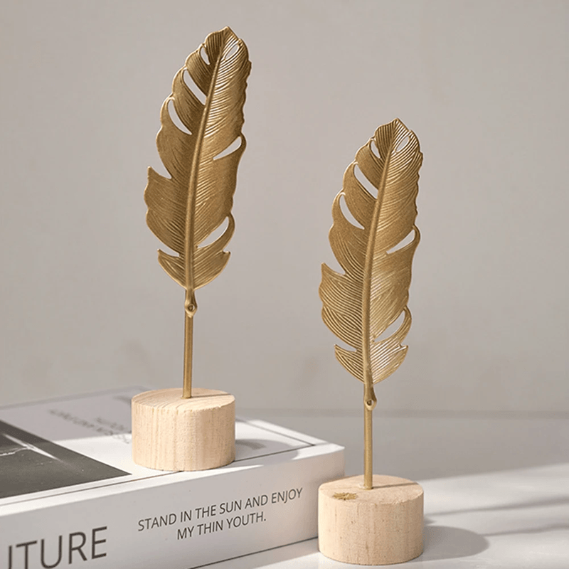 Aurelia Nordic Gold Ginkgo Leaf Sculpture for Luxury Home and Office Decor
