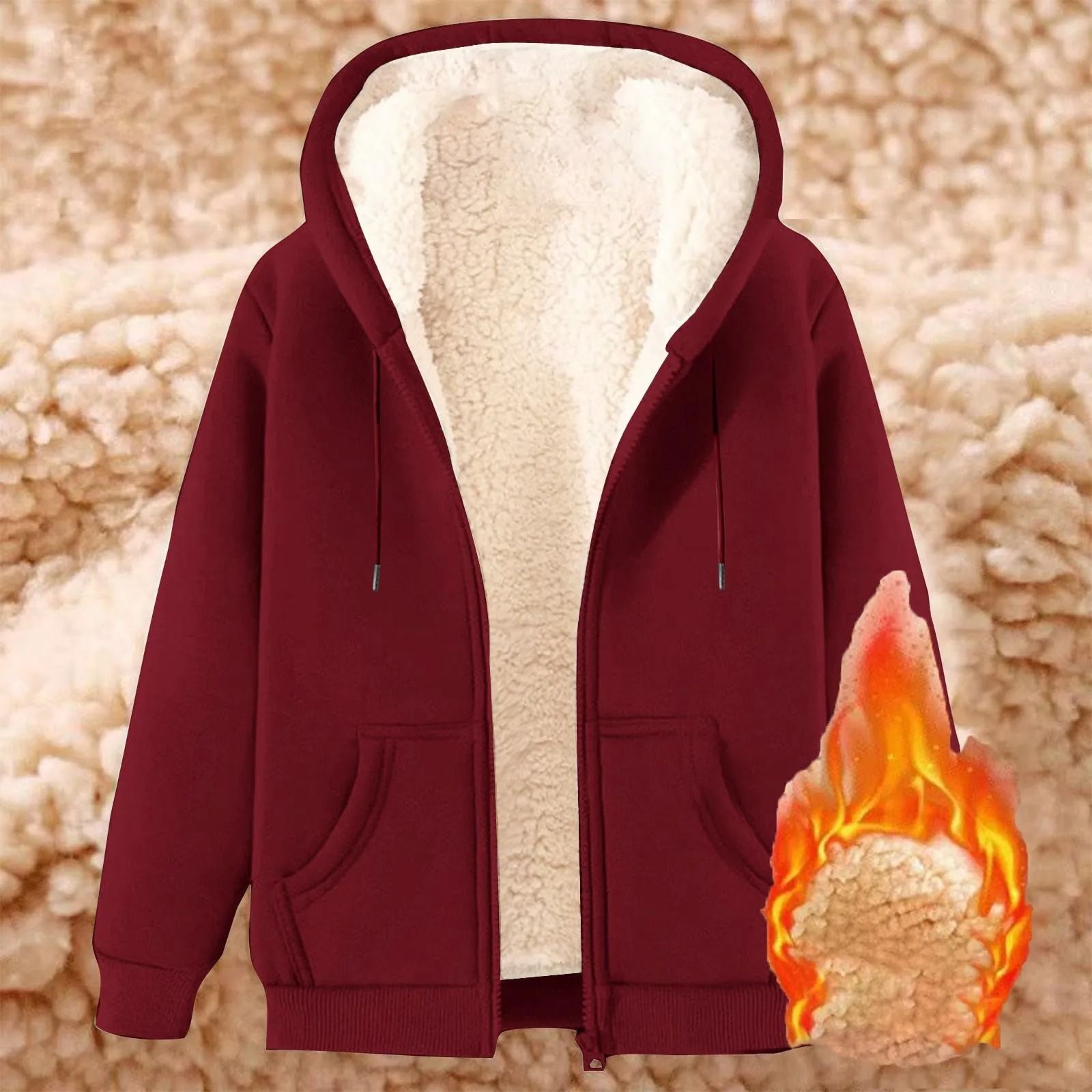 Womens Fleece Lined Zip Up Hoodie with Pockets