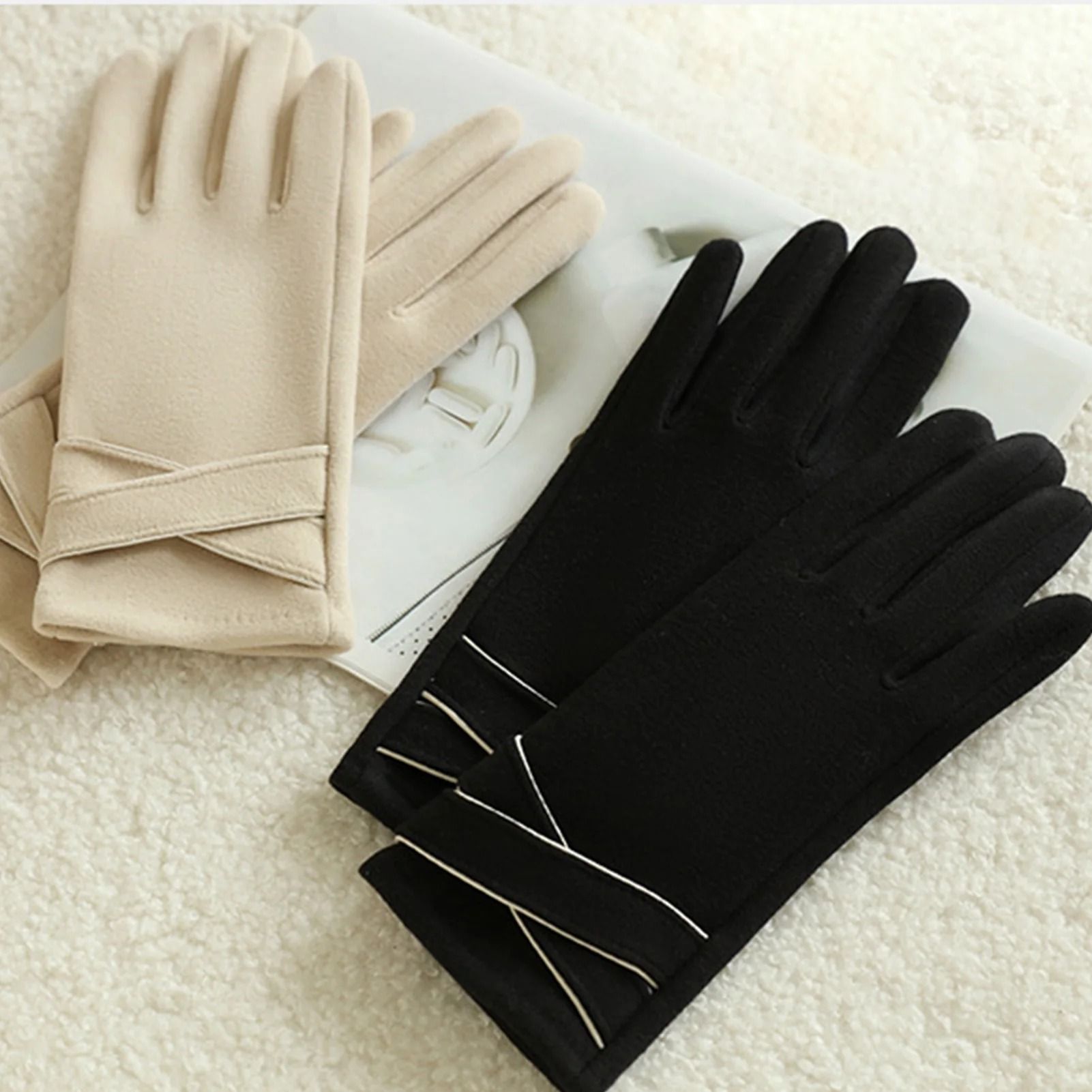 Warm Womens Touchscreen Gloves Fleece Lined Windproof Winter Riding Gloves