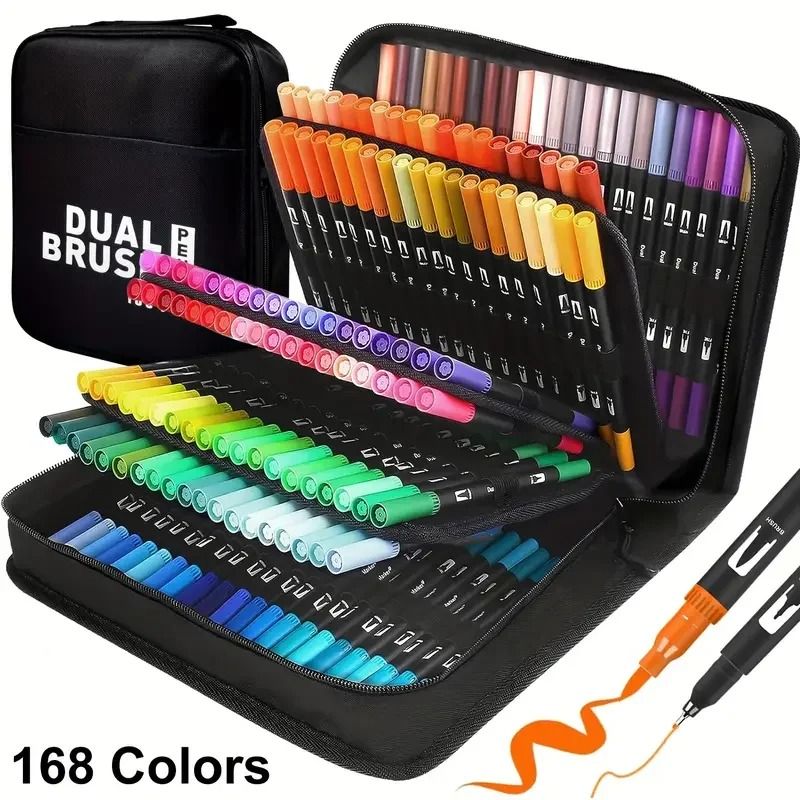 Dual-Tip Art & Coloring Brush Marker Set