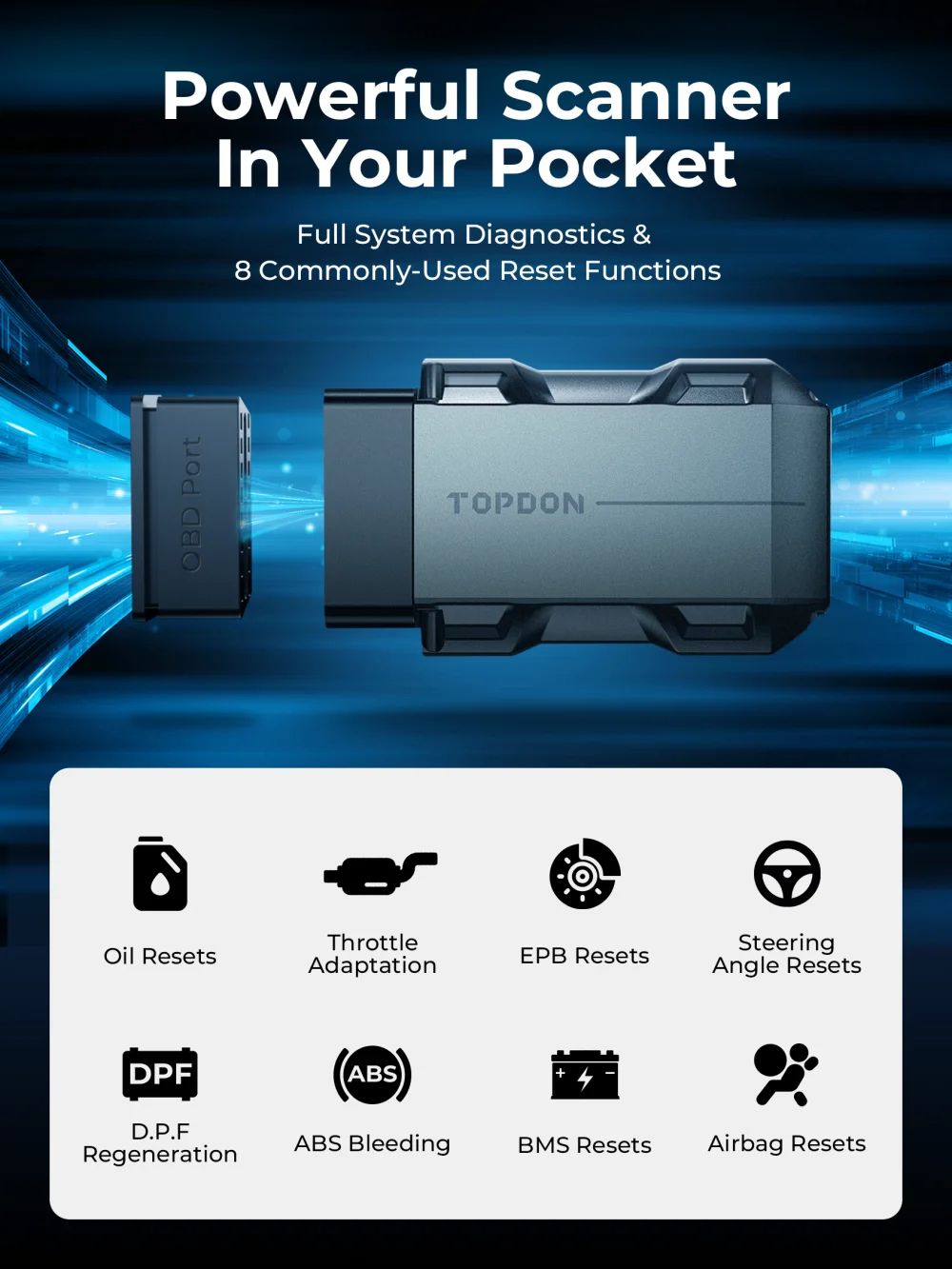 TopScan Lite Smart Diagnostic OBD2 Scanner, Bluetooth Fault Code Reader & DTC Repair Guide