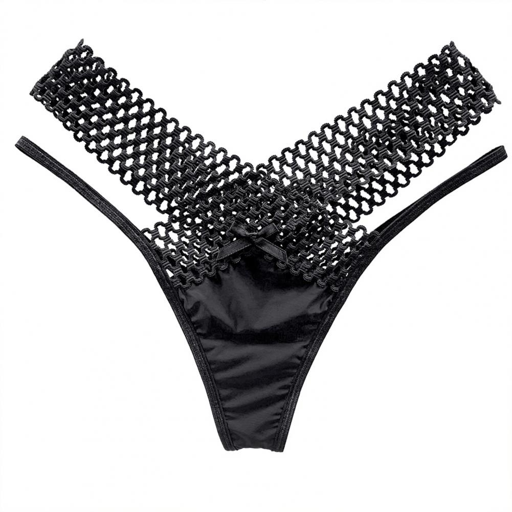 Women Panties Low Waist Hollowed Out See Through Cross Belt French Style Ladies Sling Thong Sexy Lingerie