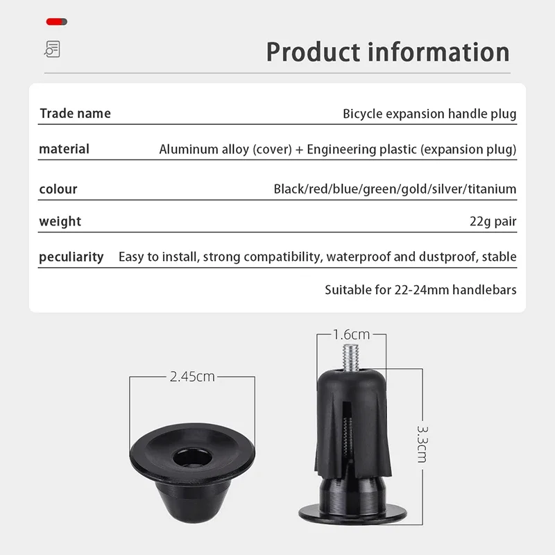 Aluminum Alloy Bike Handlebar End Caps Secure Grip Plug MTB Road Bicycle Bar End Caps
