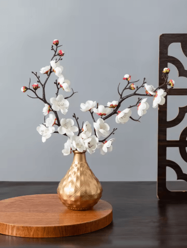 Artificial Plum Blossom Branch Silk Peach Blossom Flowers for Spring & Event Decor