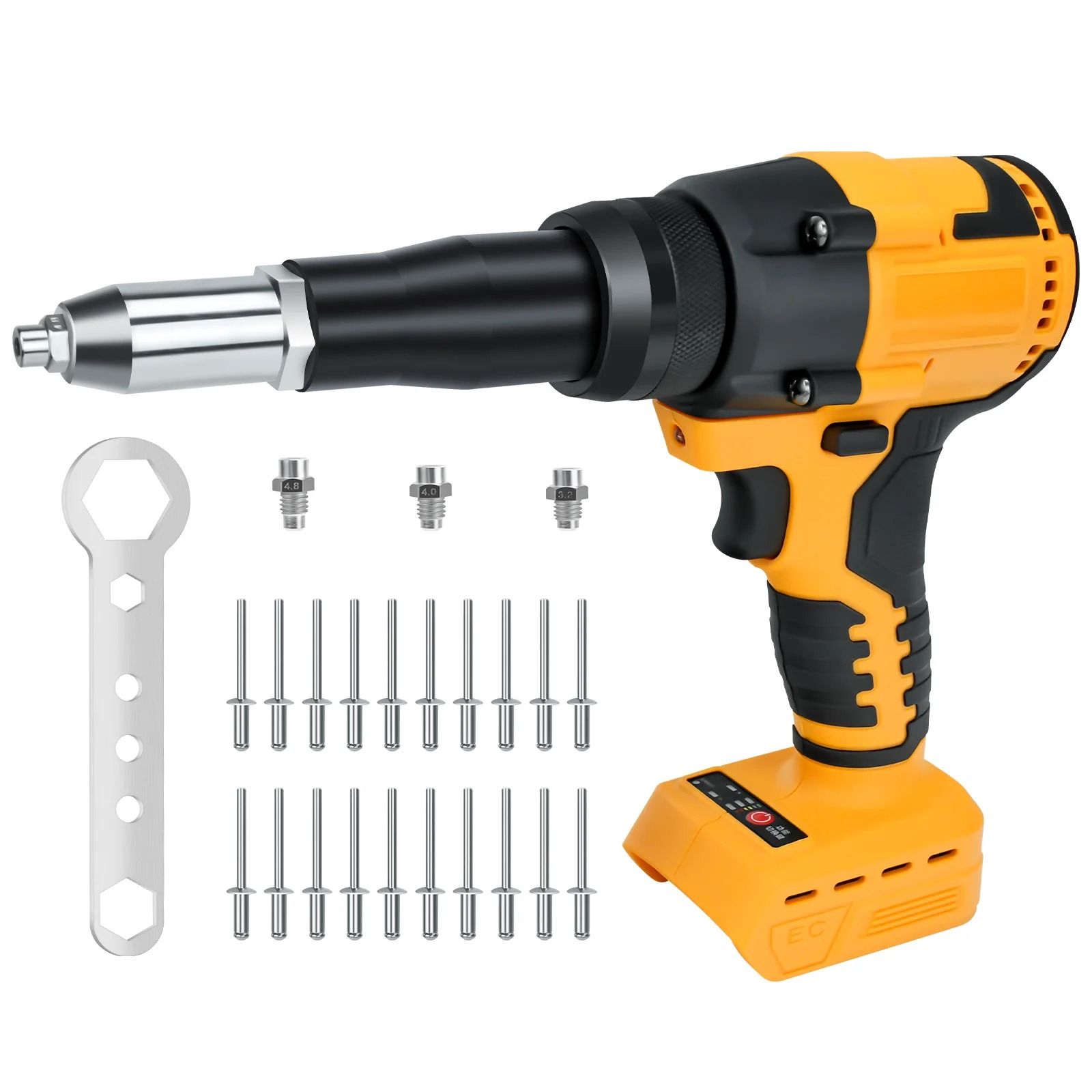 Brushless Electric Rivet Gun with LED Light 2.4–4.8mm (Battery Not Included)