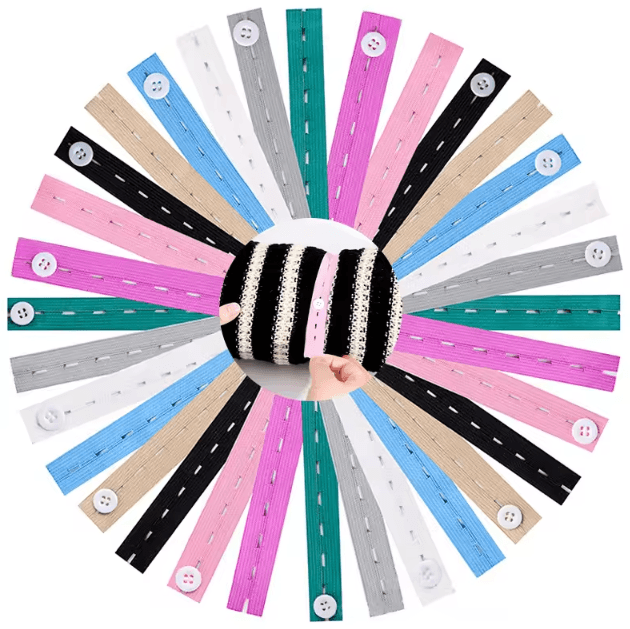 FlexFit Adjustable Buttonhole Elastic Bands for Sewing and DIY Crafts