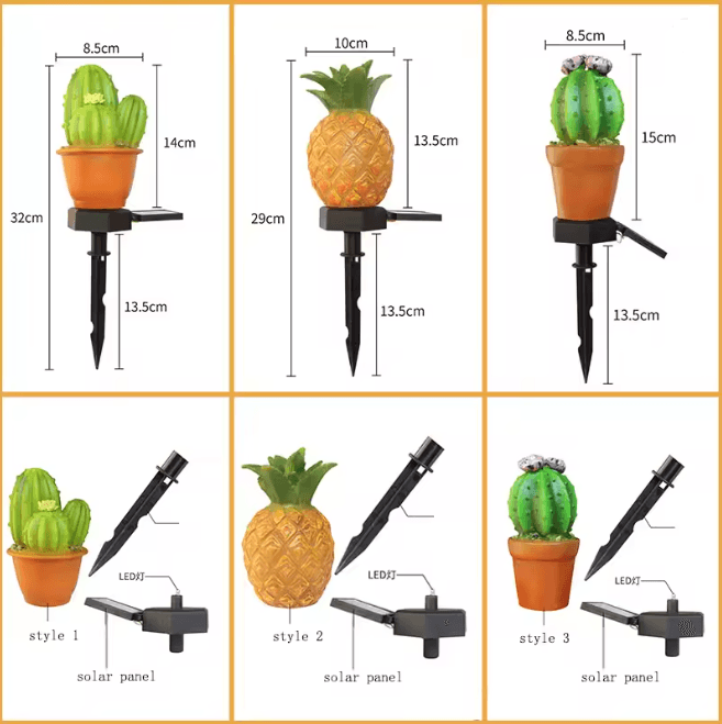 Solar Pineapple Cactus Garden Light