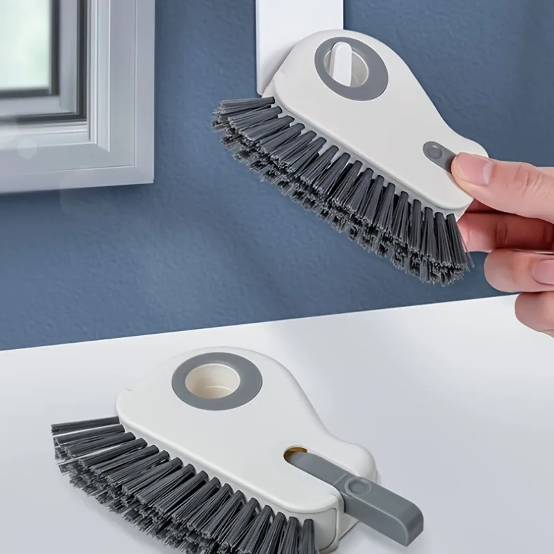 Two-in-One Grouting Cleaning Brush, Durable Plastic Manual Brush for Door Rail and Window Sill