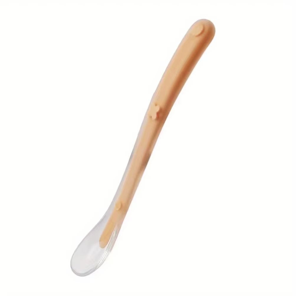 Soft-Touch Silicone Baby Feeding Spoon with Matte Surface - Safe Training Tableware