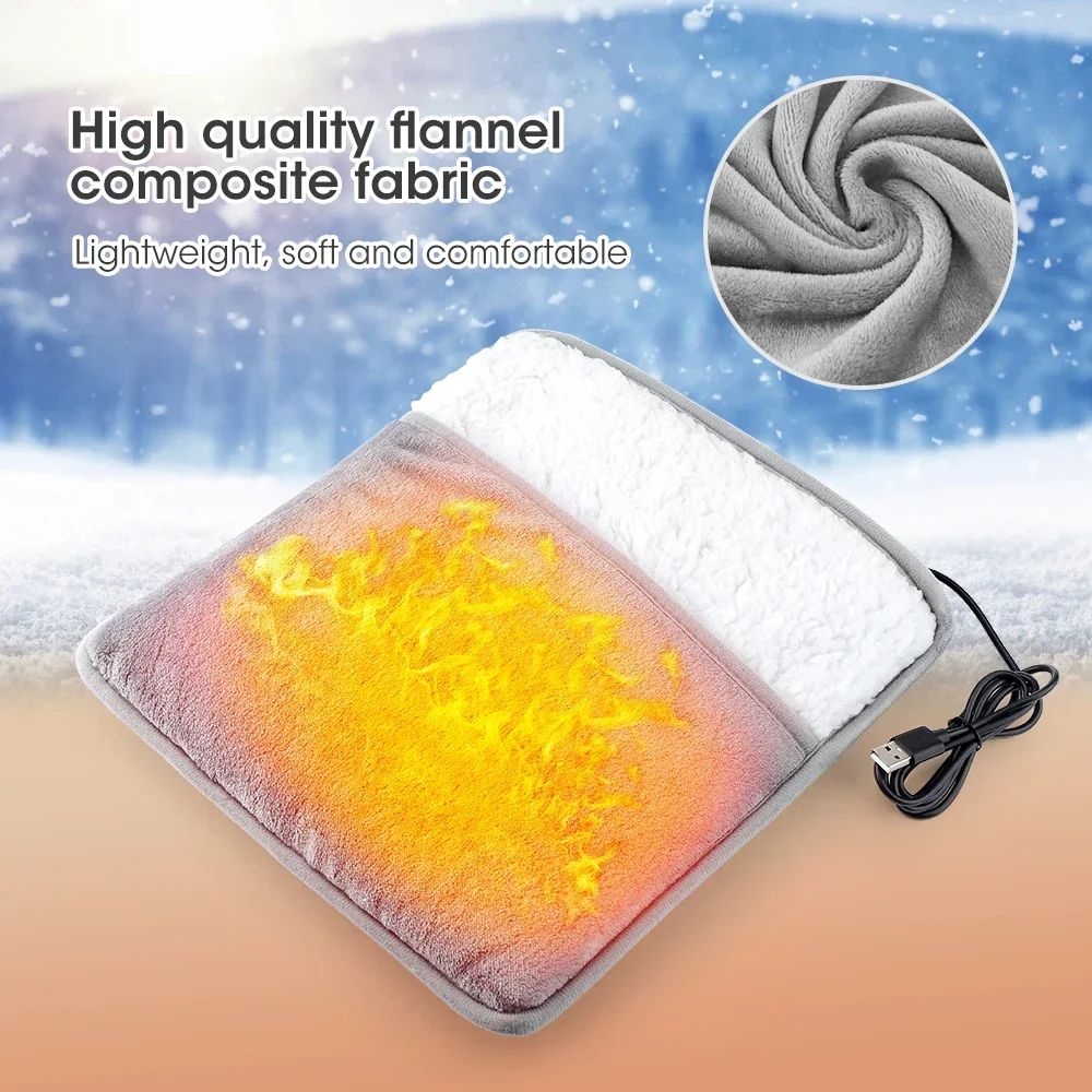 USB Electric Heated Foot Warmer Pad Soft Plush Washable Thermal Feet Heating Cushion