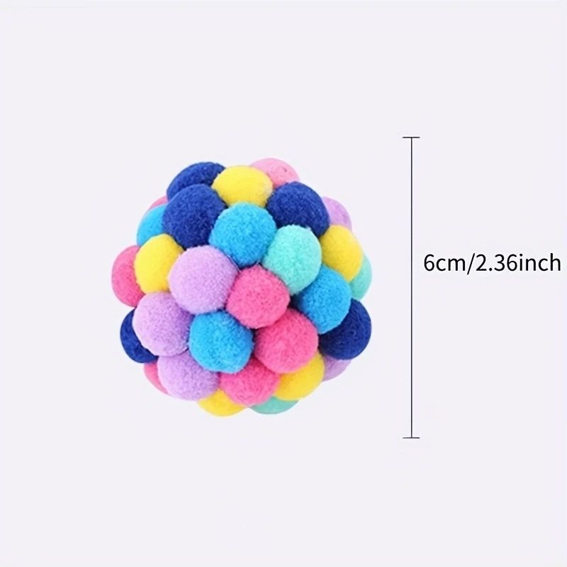 Cat Plush Ball Toy Set Interactive Wool Bell Balls For Play