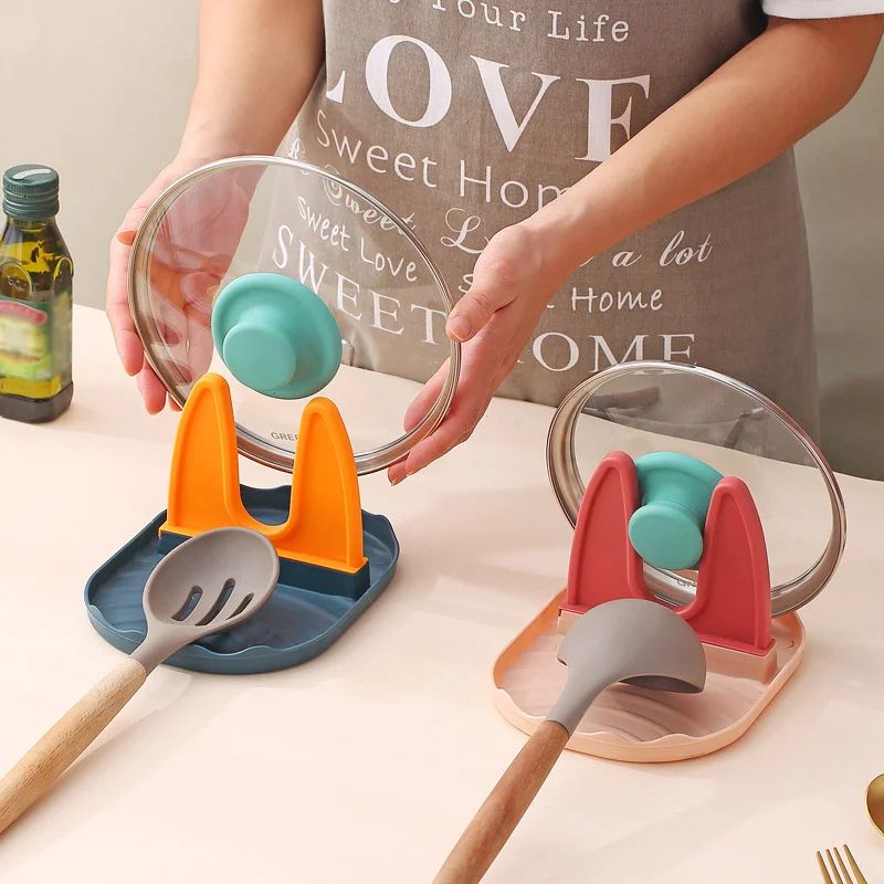 Pan Lid and Spoon Rest Holder Kitchen Utensil Stand