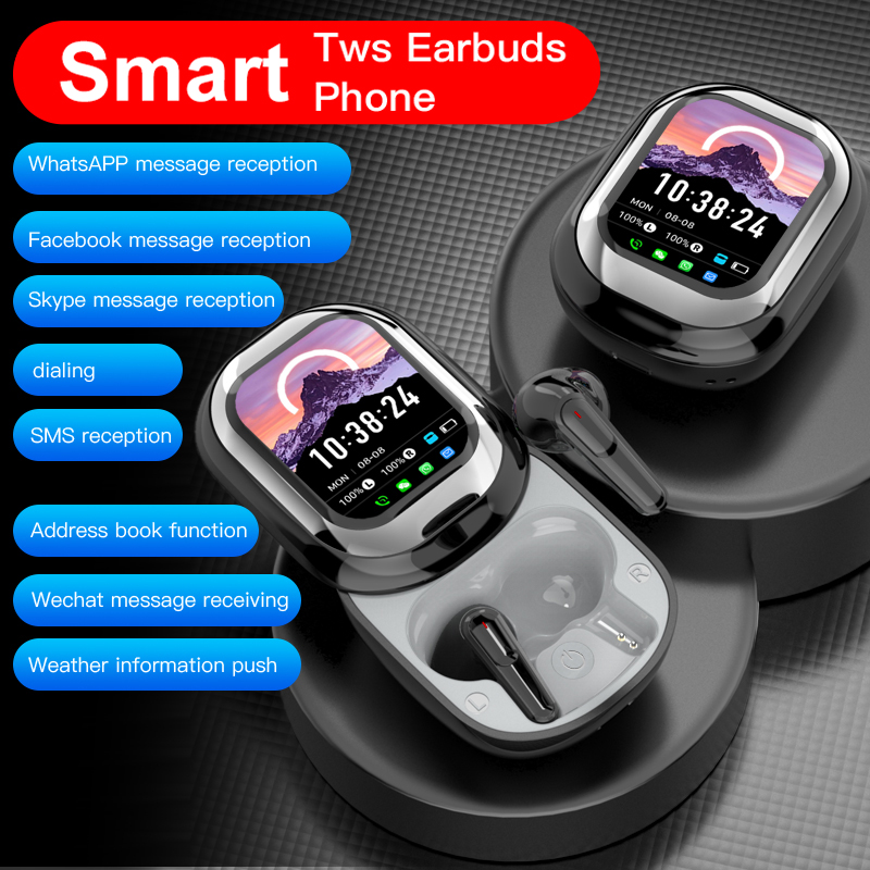 Smart Touch Screen Wireless TWS Earbuds with LED Display and App Notifications