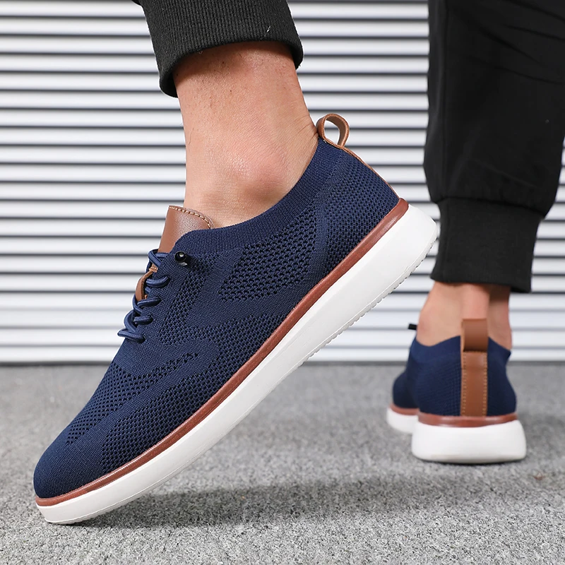 Comfortable Men's Lightweight Knitted Walking Shoes, Breathable All-Day Fit for Daily Wear & Outdoor Hiking
