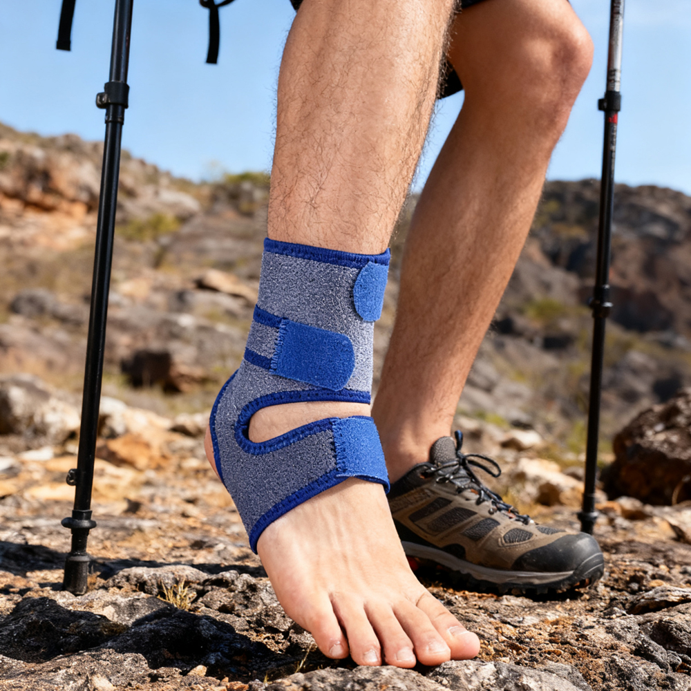 Compression Sleeve Ankle Support Brace with Silicone Heel Pad, Relief for Sprains, Foot Fatigue, Plantar Fasciitis