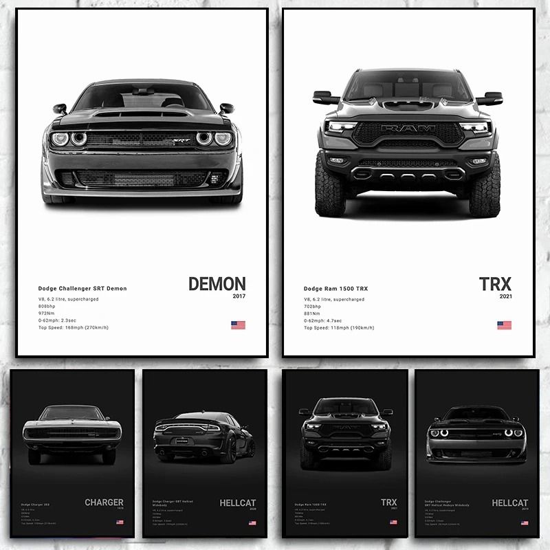 Dodge Challenger SRT Hellcat Redeye Canvas Poster | Modern Sports Car Wall Art