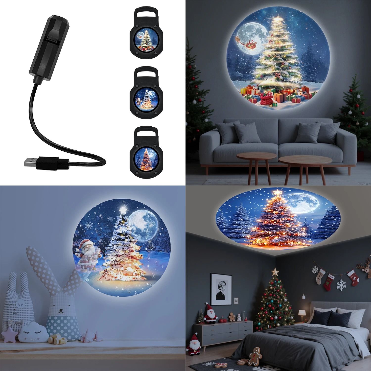 360 Rotating Christmas Tree Projection Light with Multi-Mode LED Effects