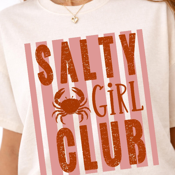 Salty Girl Club Shirt Beach Graphic Tee Summer Coastal Vibes Cute Outfit