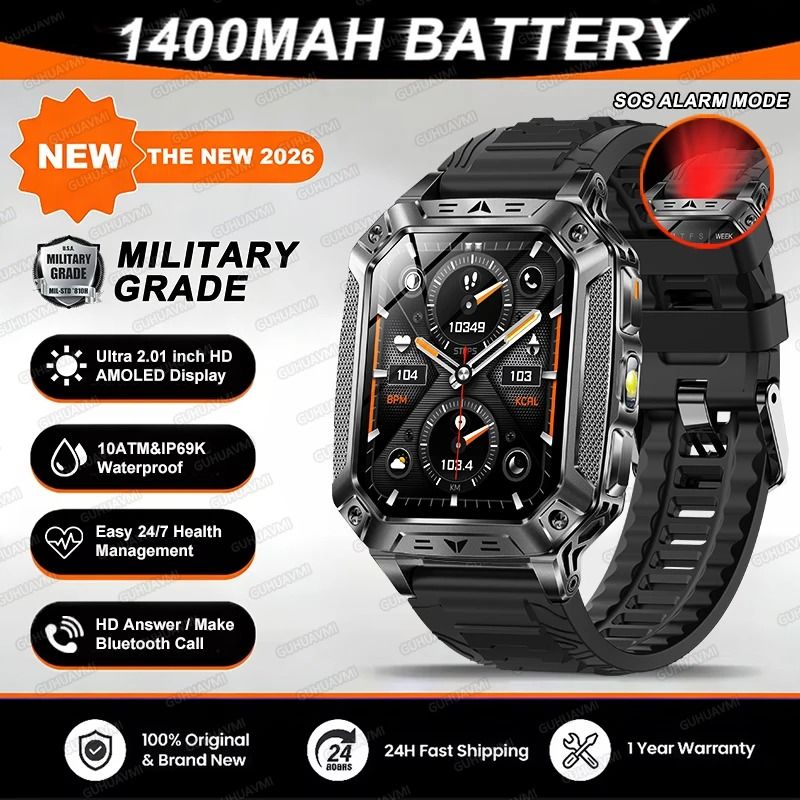 TANK Elite Military GPS Smartwatch | 1400mAh Battery & 2.01