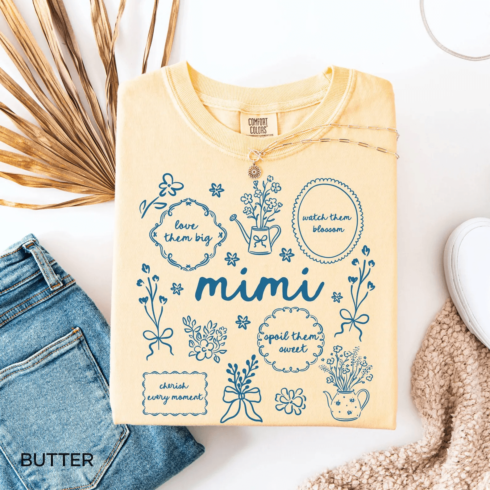 Comfort Colors Floral Mimi Shirt Mothers Day Grandma Gift Tee