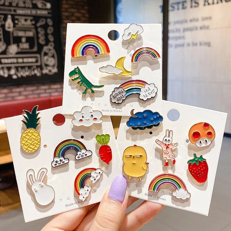 Cute Enamel Pin Badges – Random Animal & Plant Metal Brooches for Backpack, Lapel, Jewelry (Women & Kids)