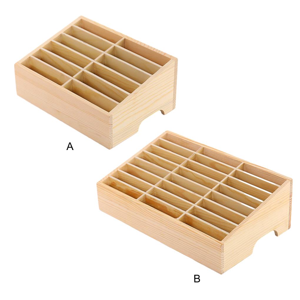 Wooden Phone Storage Organizer Box with Slots Large Capacity Classroom Mobile Phone Holder