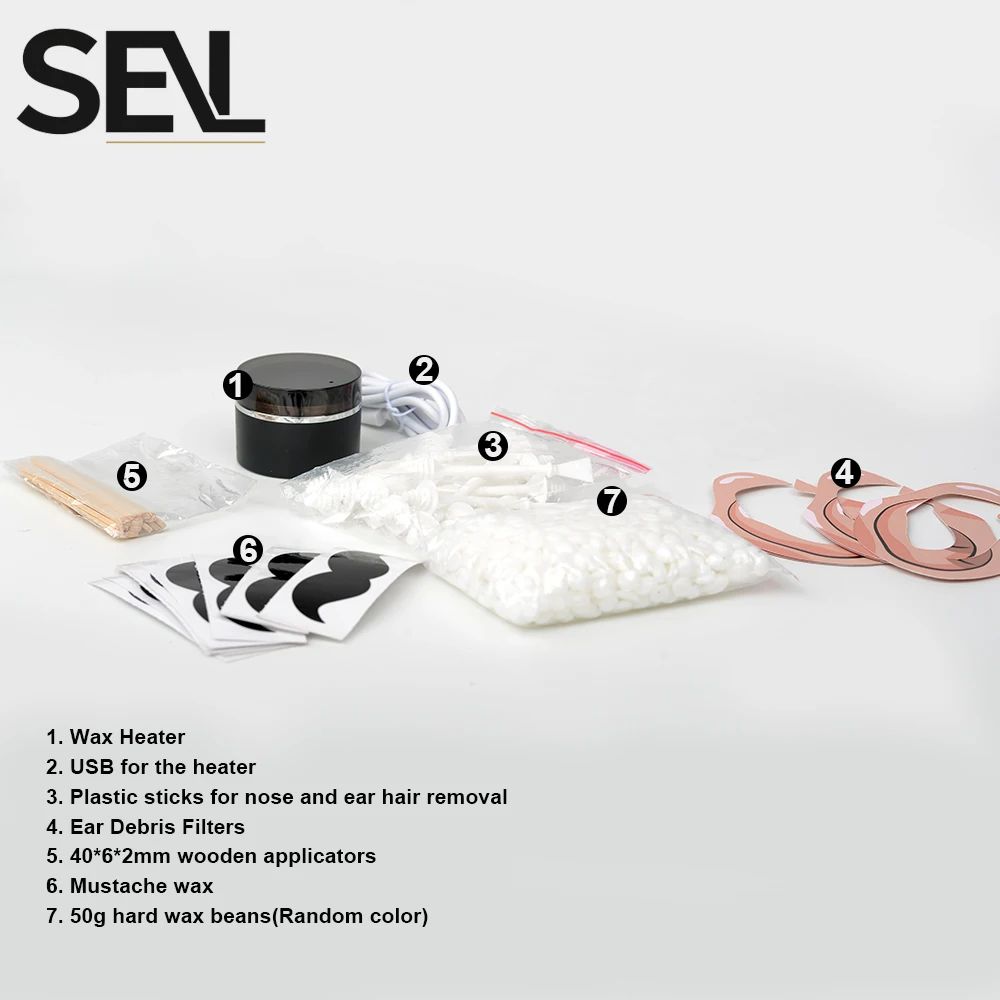 USB Wax Heater Machine Facial Nose Hair Removal Waxing Kit