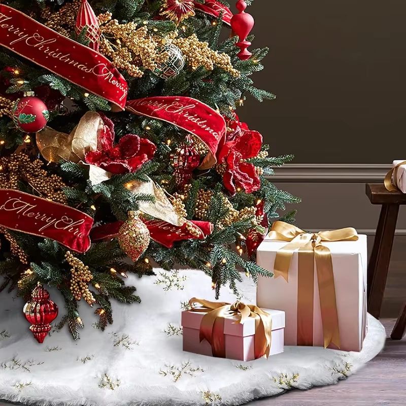 Red Snowflake Mini Christmas Tree Skirt - Tabletop Christmas Tree Mat