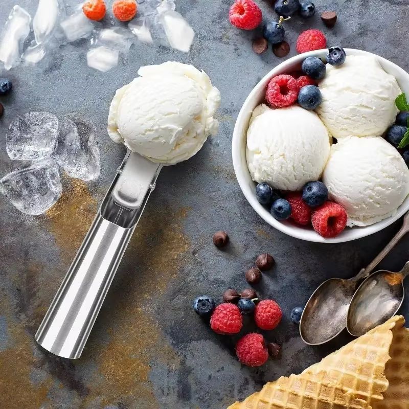 Premium Stainless Steel Ice Cream Scoop & Fruit Scoop – Multifunctional Kitchen Serving Tool