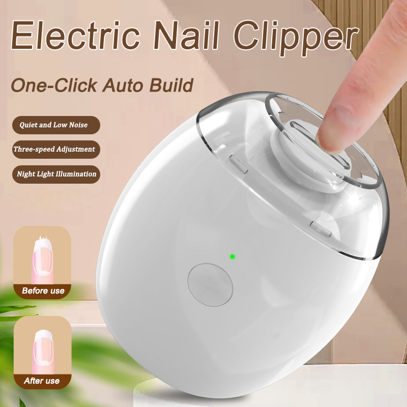 Electric Nail Clipper Cutter, LED Light Automatic Nail Grinder, Trimmer for Baby and Adult, Mini Manicure