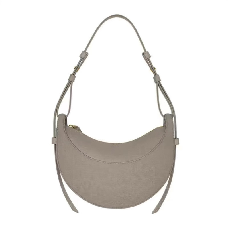 Crescent Shoulder Bag, Fashion Genuine Leather Women's Crossbody Bag with Zipper Closure
