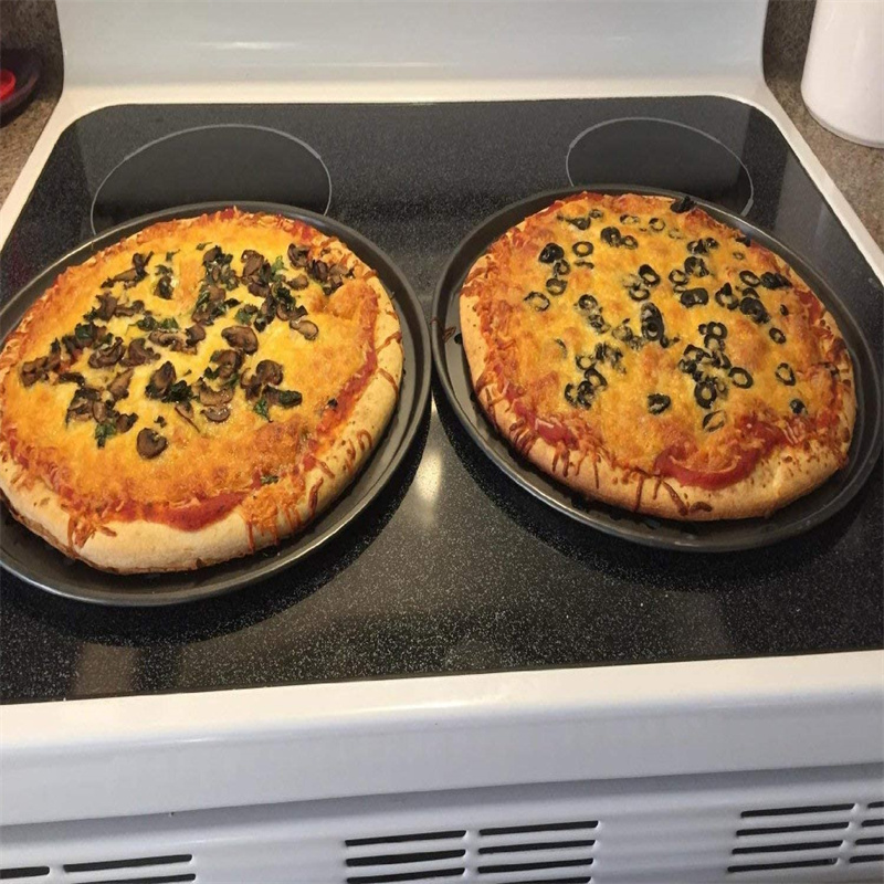 Nonstick Carbon Steel Pizza Crisper Tray, Round Deep Dish Plate, Bakewave Mould for Oven Kitchen