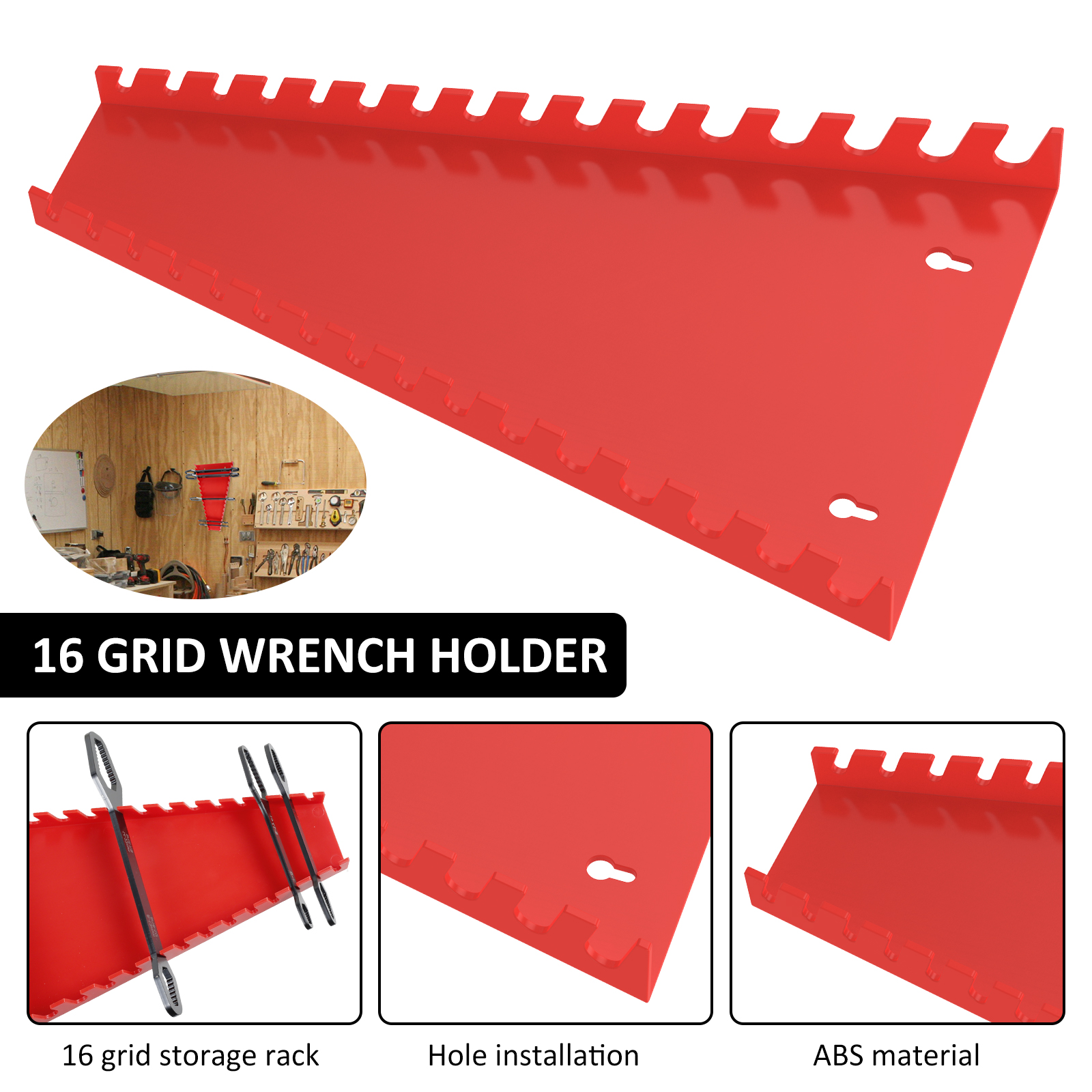 Wrench Spanner Holder Organizer, Wall Mounted Tool Tray Rack, Garage Storage Rail Bracket, Household Tool Organizer