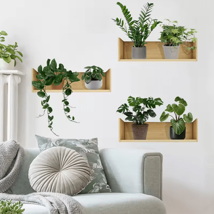 3-Piece Plant Wall Sticker Set – Minimalist Potted Plant Vinyl Decals for Modern Spaces