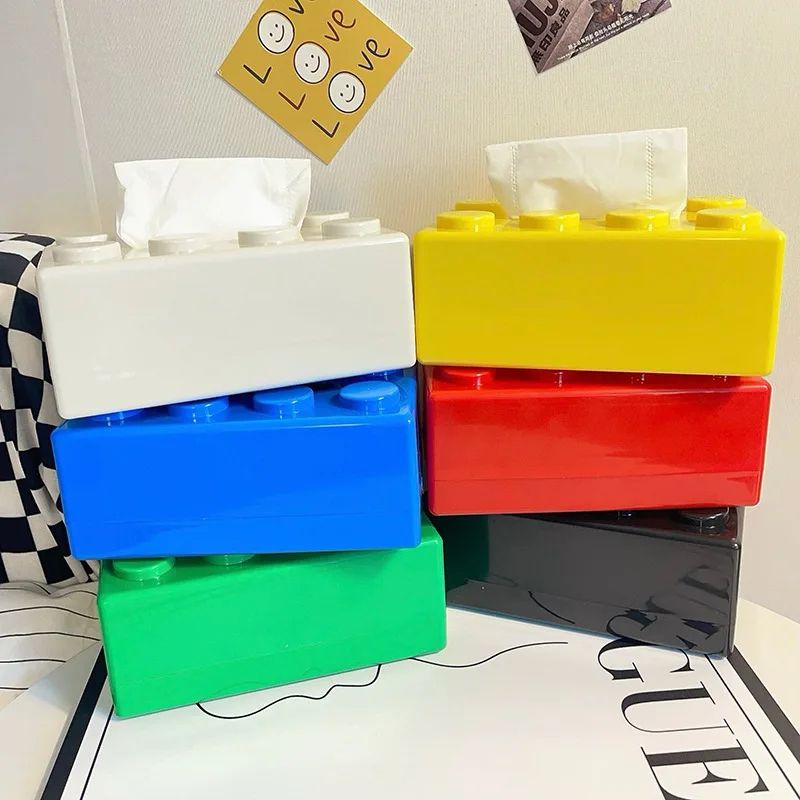 Creative Building Block Tissue Box Cartoon Napkin Holder for Home Decor