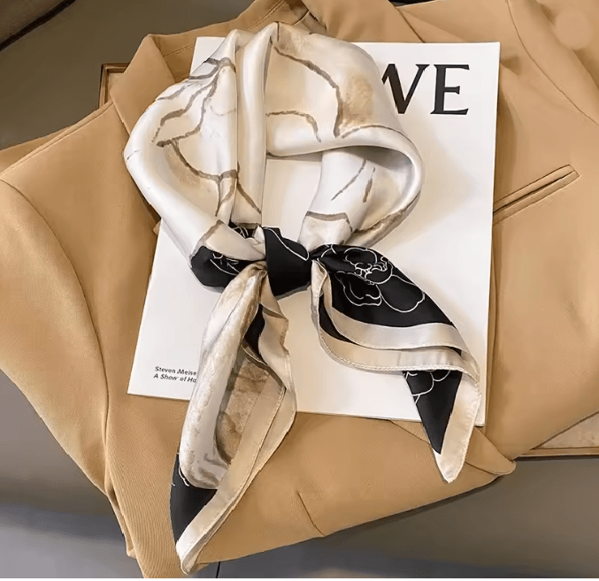 Silk Feeling Square Scarf for Women