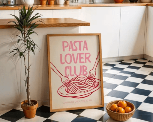 Cin Cin Cheers Cocktail Wall Art Pink Italian Food & Happy Hour Kitchen Print