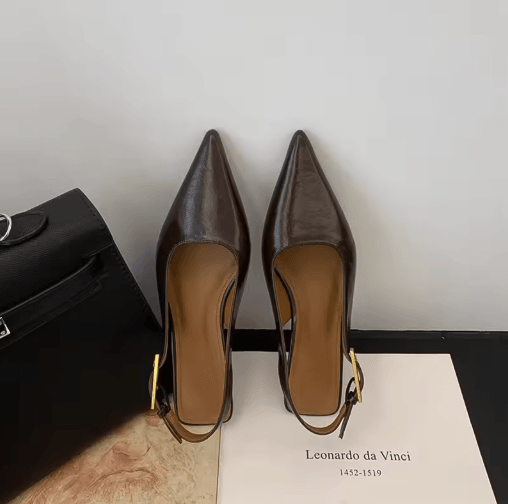 Summer Pointed Toe Slingback Mules – Elegant Low Heel Party Sandals
