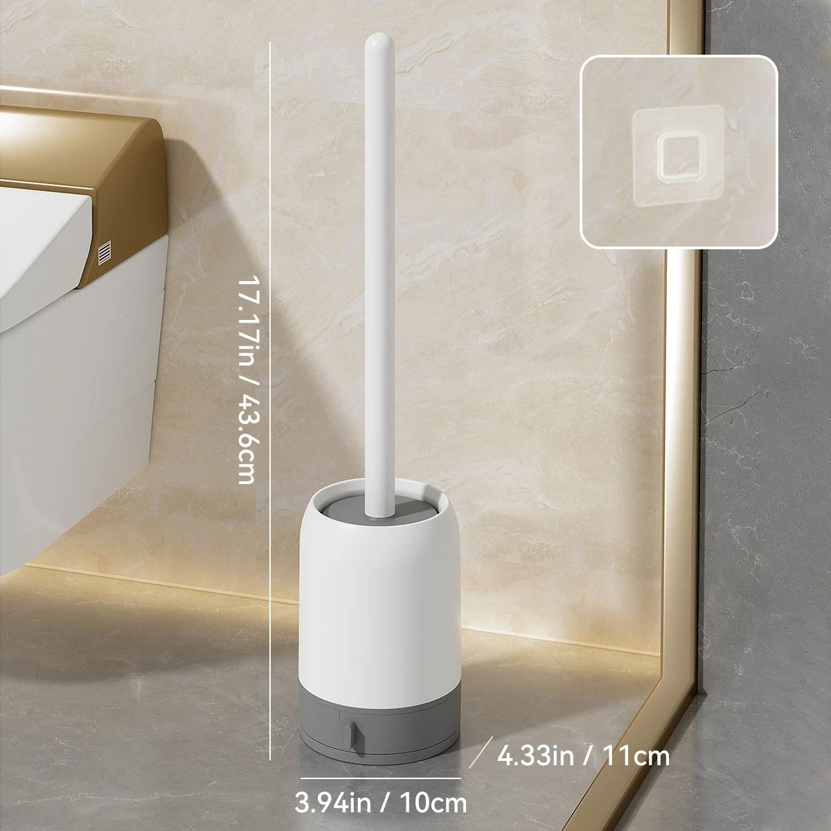Punch Free Wall Mounted Toilet Brush with Holder Long Handle Bathroom Cleaner