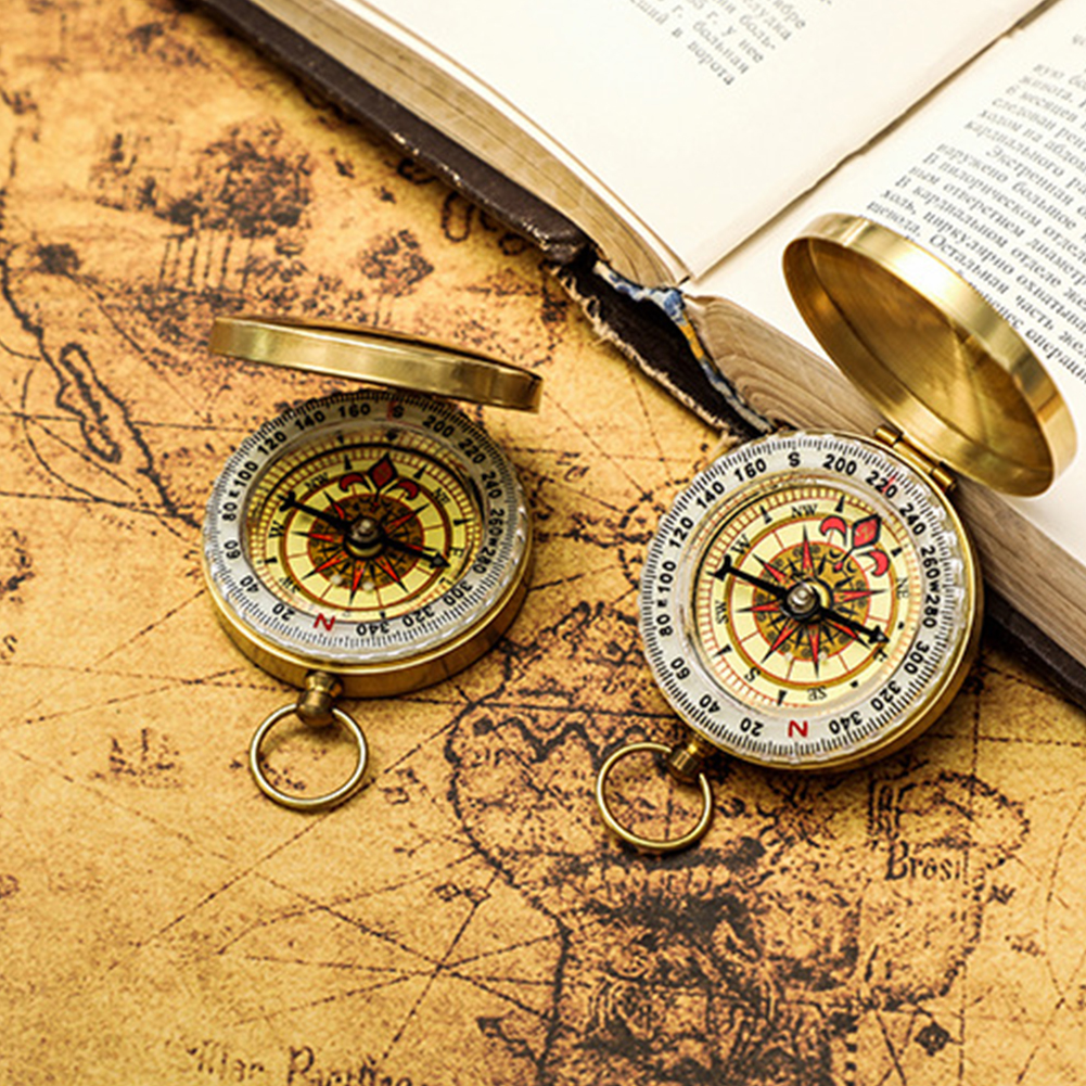 Pure Copper Camping Compass  Portable Hiking Navigation Tool for Outdoor Adventures