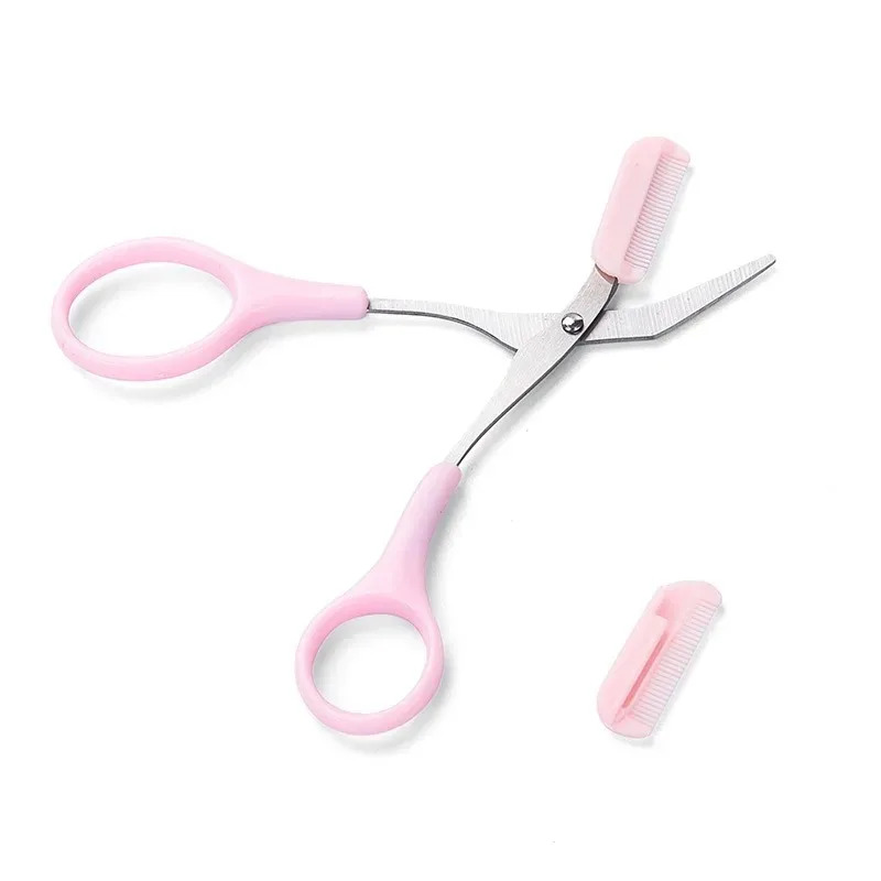 Stainless Steel Eyebrow Trimmer Makeup Tools Scissors with Comb for Shaping and Eyebrow Hair Removal